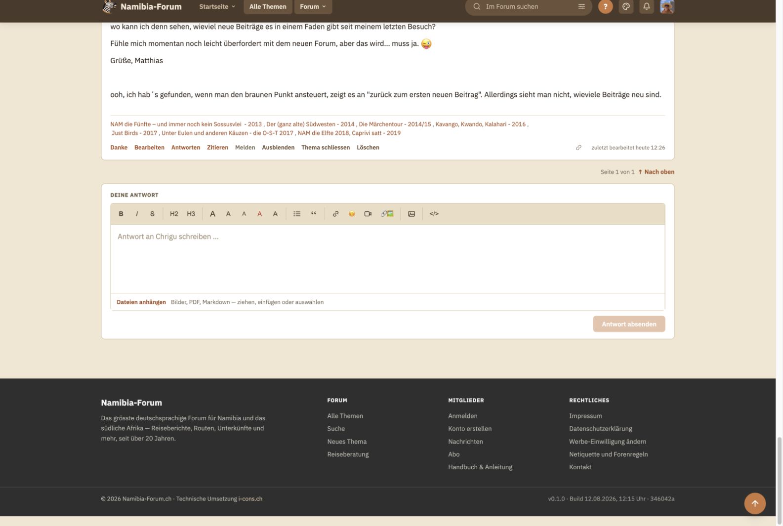 Der aktuelle Editor mit Werkzeugleiste