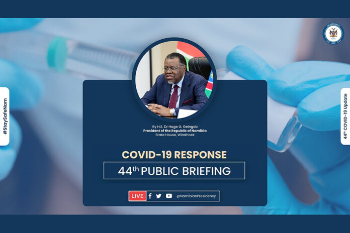 COVID-19 Pressekonferenz 44 Präsident Geingob Corona-Bestimmungen Namibia