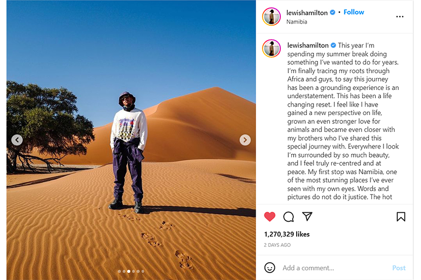 Lewis Hamilton Sossusvlei Namibwüste Namibia NamibiaFocus